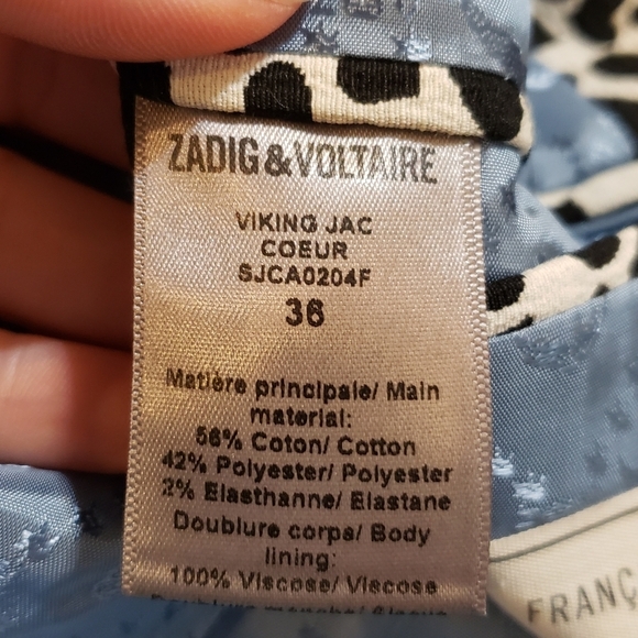 Zadig & Voltaire 🖤 Ivory & Black Heart Blazer - Size 36/US 6 - Picture 12 of 14